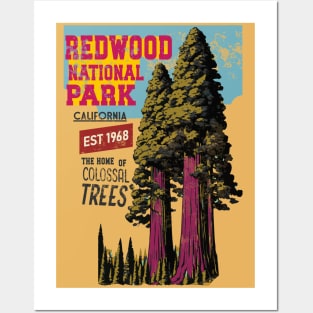 Redwood National Park California Sequoia  Aged Look Posters and Art